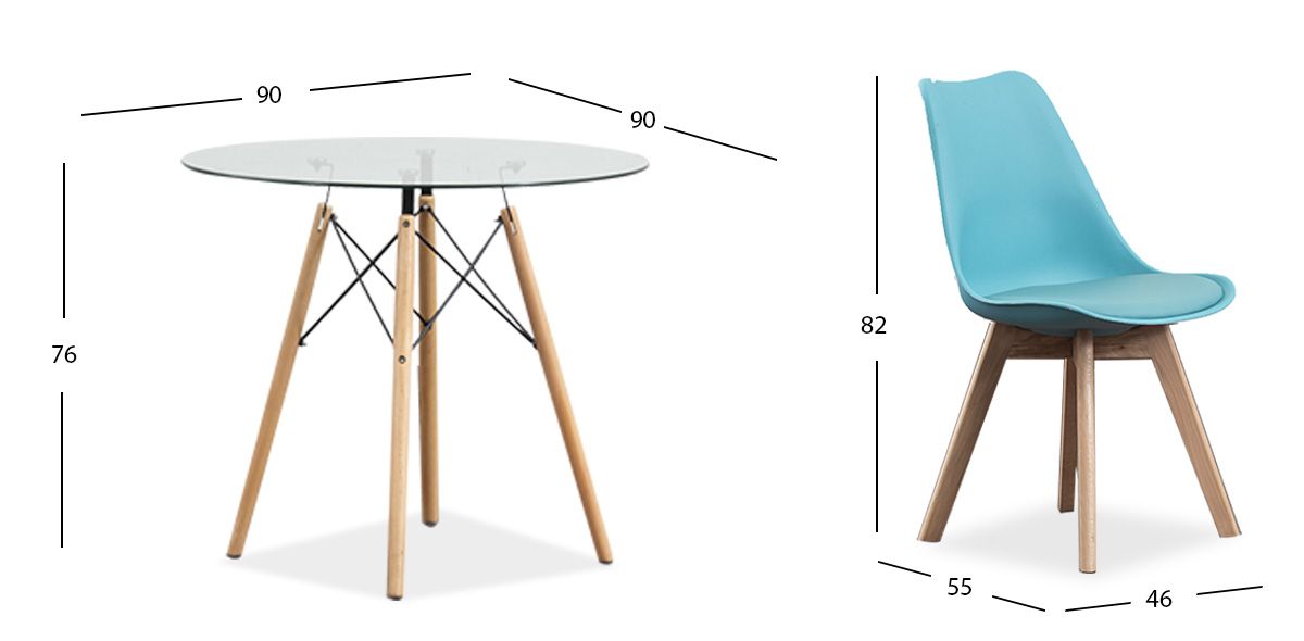 Comedor Redondo Atlas Con Sillas Arthus Azul 5 Piezas