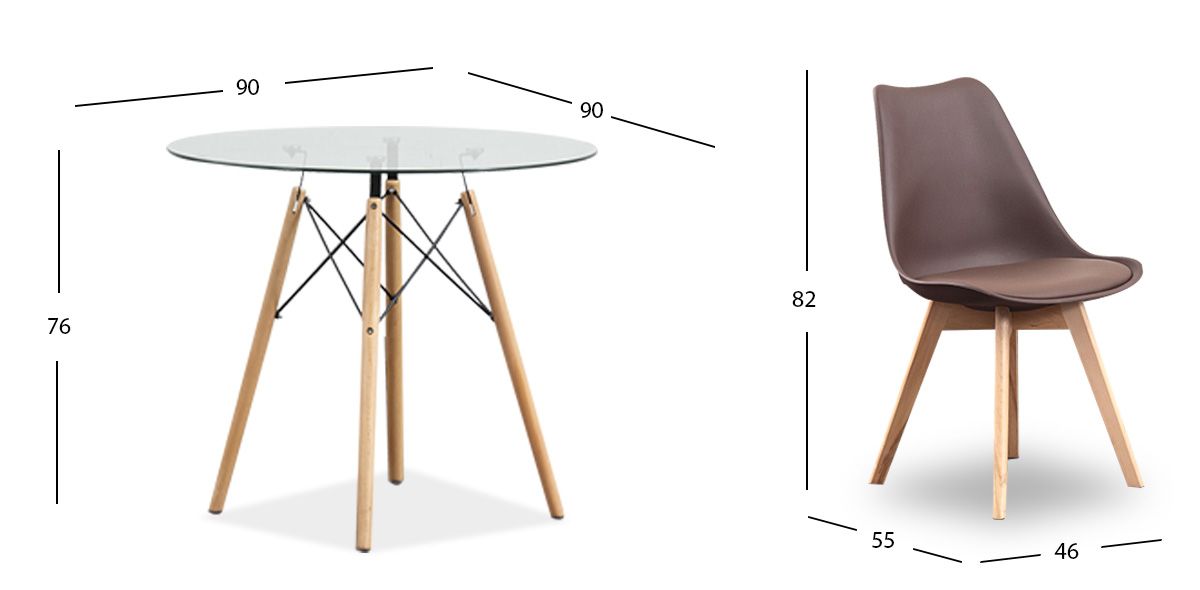 Comedor Redondo Atlas Con Sillas Arthus Café 5 Piezas