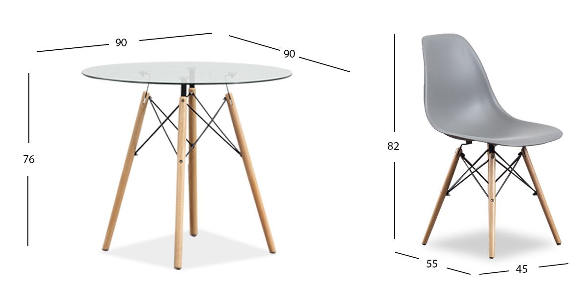 Comedor Redondo Atlas Con Sillas Gris 5 Piezas