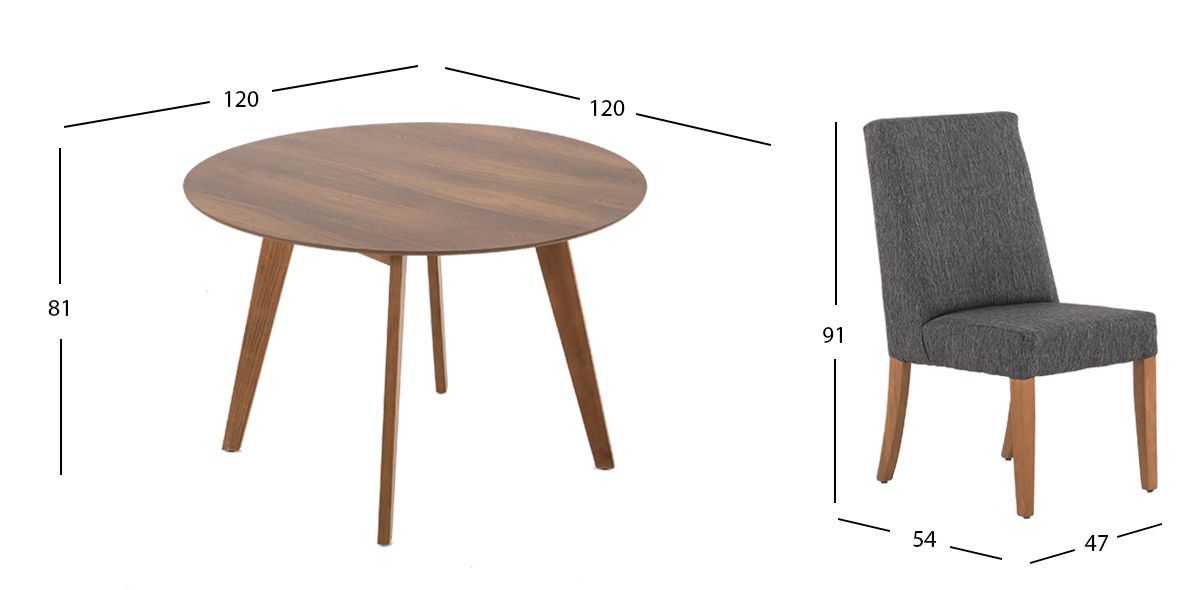 Comedor Redondo Marbella Gris 5 Piezas