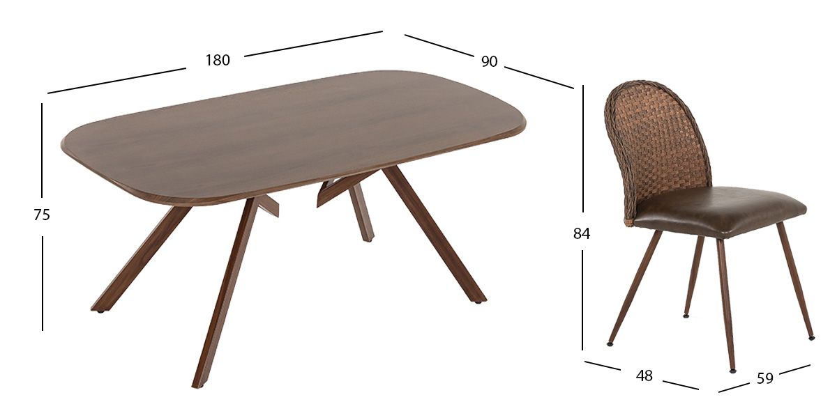 Comedor Rectangular Segovia Café 7 Piezas