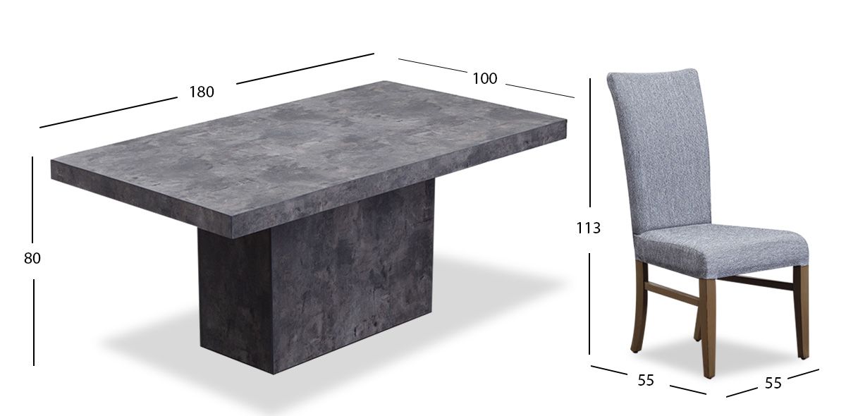 Comedor Rectangular Stone 180 Cm Con Sillas Mix Crudo Jaspe 7 Piezas