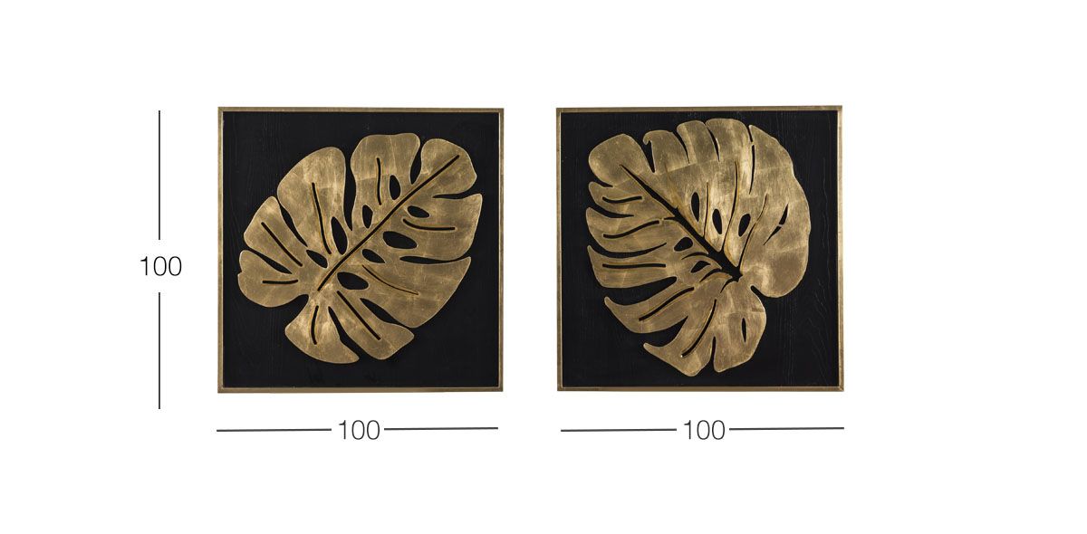 Cuadro Al Oleo Parota Hoja De Leon Negro Set 2 Piezas 