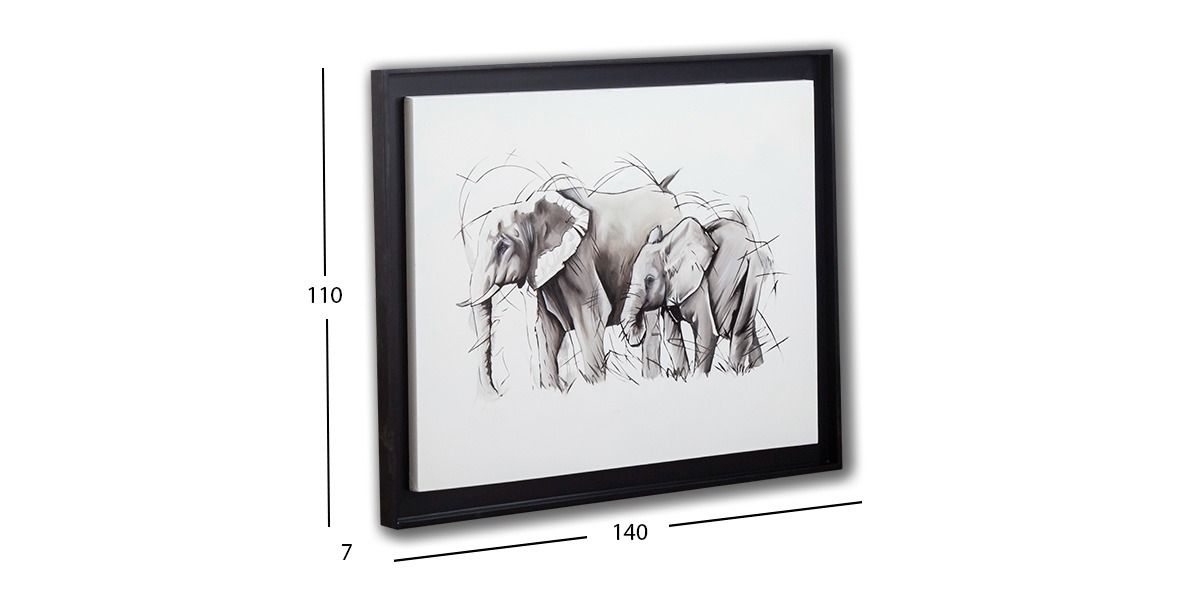 Pintura Al Oleo Elephant Tela Gris