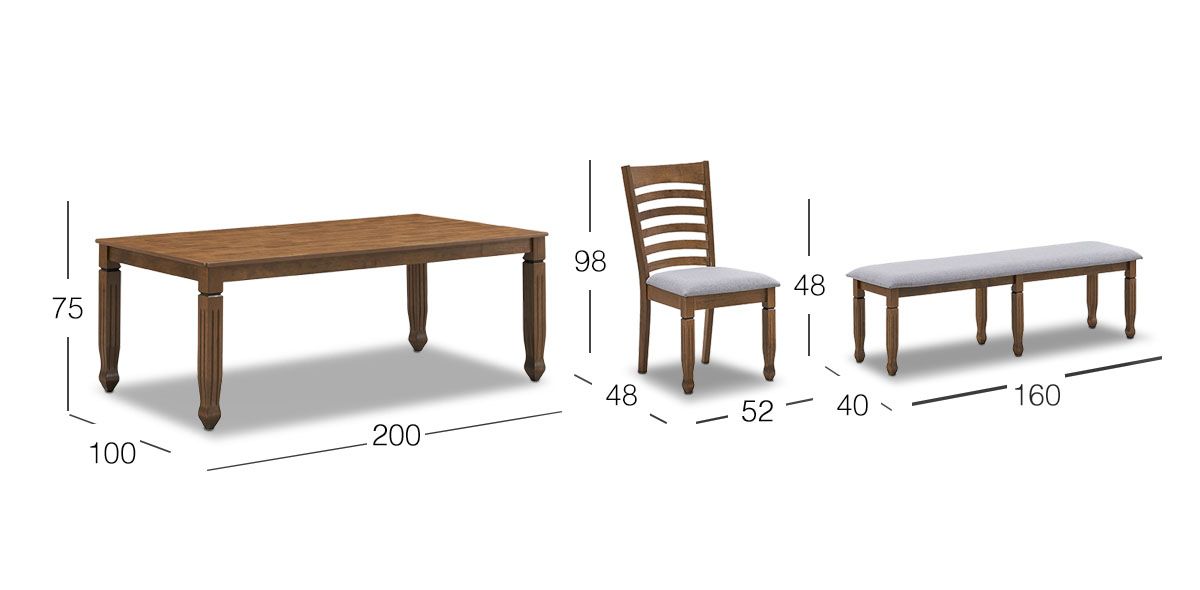 Comedor Rectangular 200 Cm Borja Café 7 Piezas