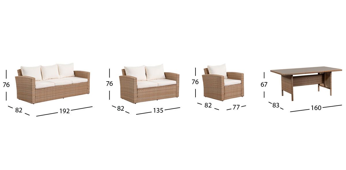 Set de Jardín Rectangular Zane Beige