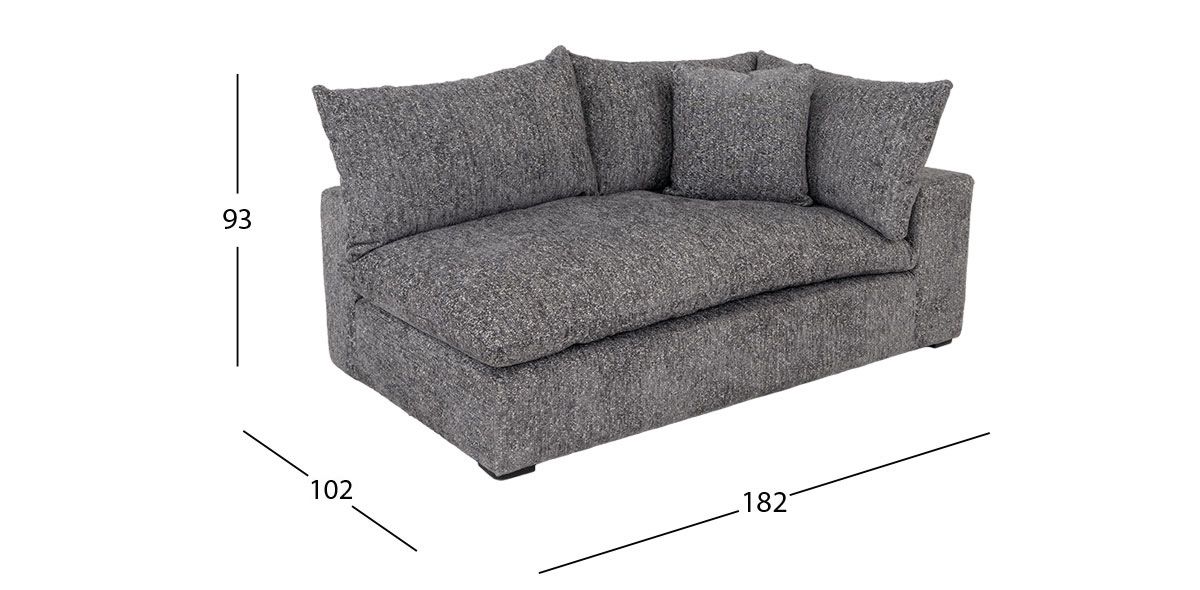 Sofá 2 Plazas Brazo Derecho Luccini Gris Charcoal