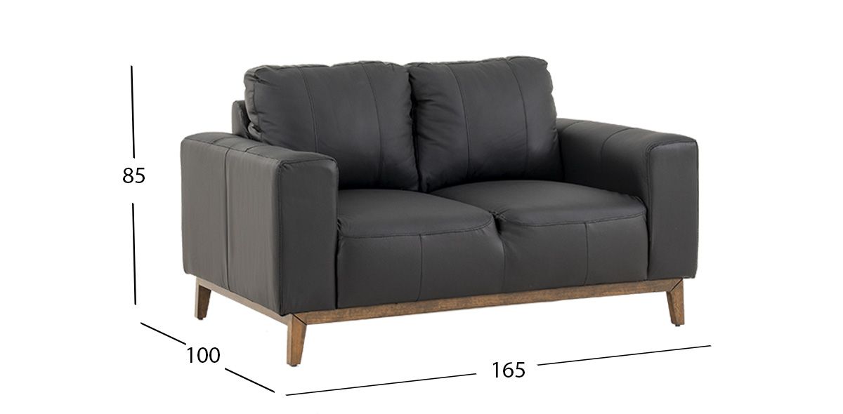 Sofá 2 Plazas Piel Littio Negro