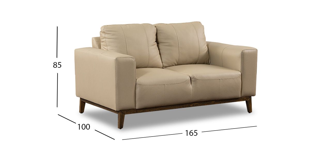 Sofá 2 Plazas Piel Littio Beige