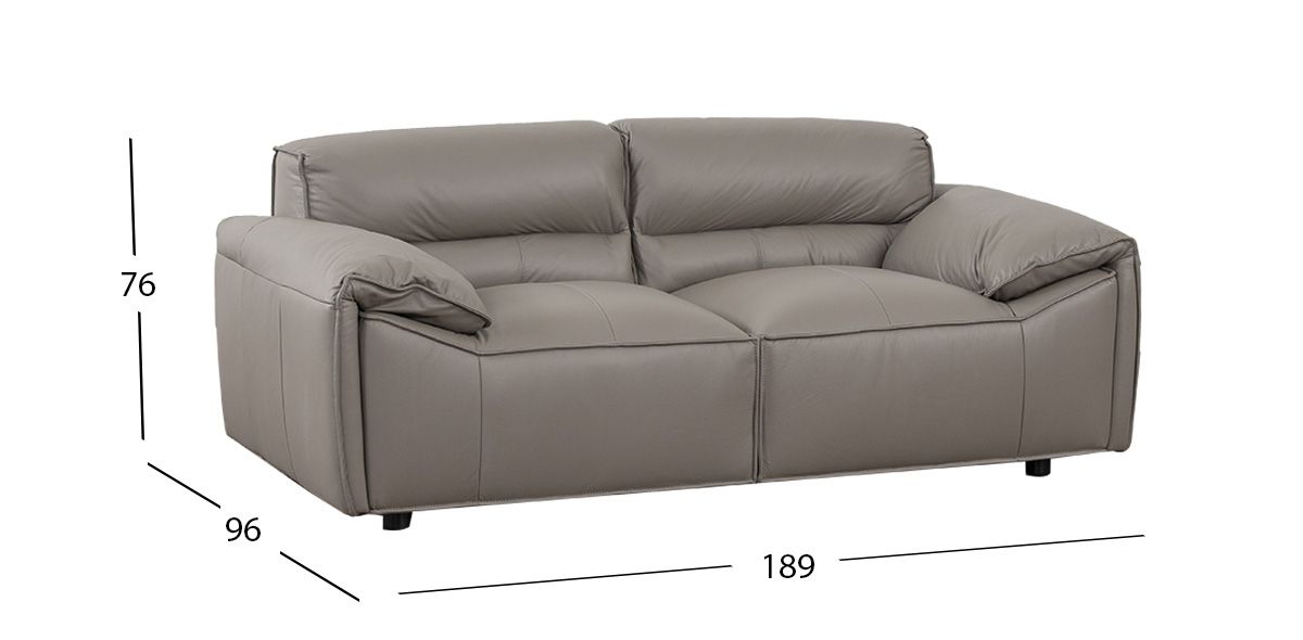 Sofá 2 Plazas Piel Wickens Gris Oscuro