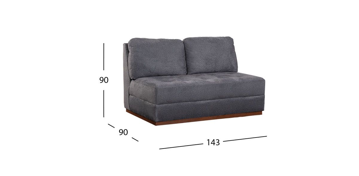 Sofá 2 Plazas Sin Brazos Tifany Plus Gris Smoke