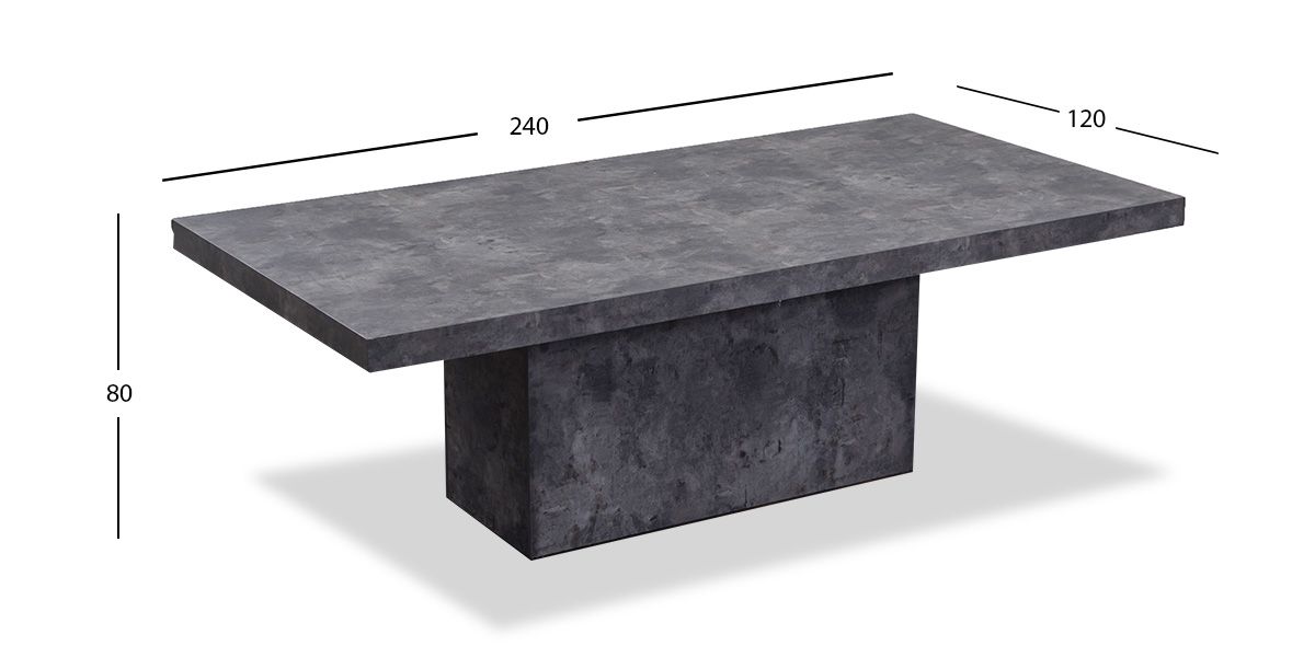 Mesa Comedor Rectangular 240 X 120 Cm Stone Gris