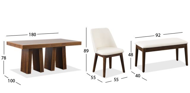 Comedor Odette 180 Cm Con Sillas Y Banca Olaf PL Arena 6 Piezas