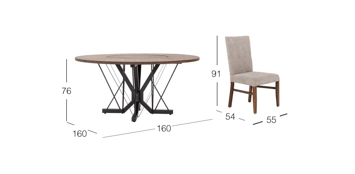 Comedor Redondo Piastri Con Sillas Versalles Beige 7 Piezas