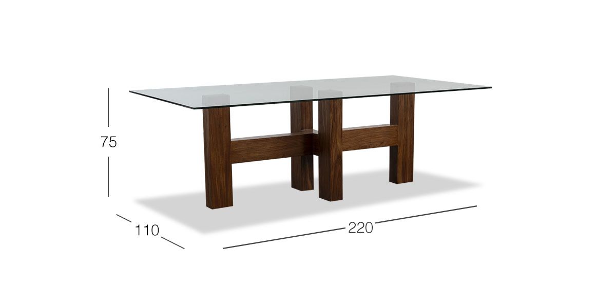 Mesa Comedor Cristal 220 x 110 Cm Rectangular Praga