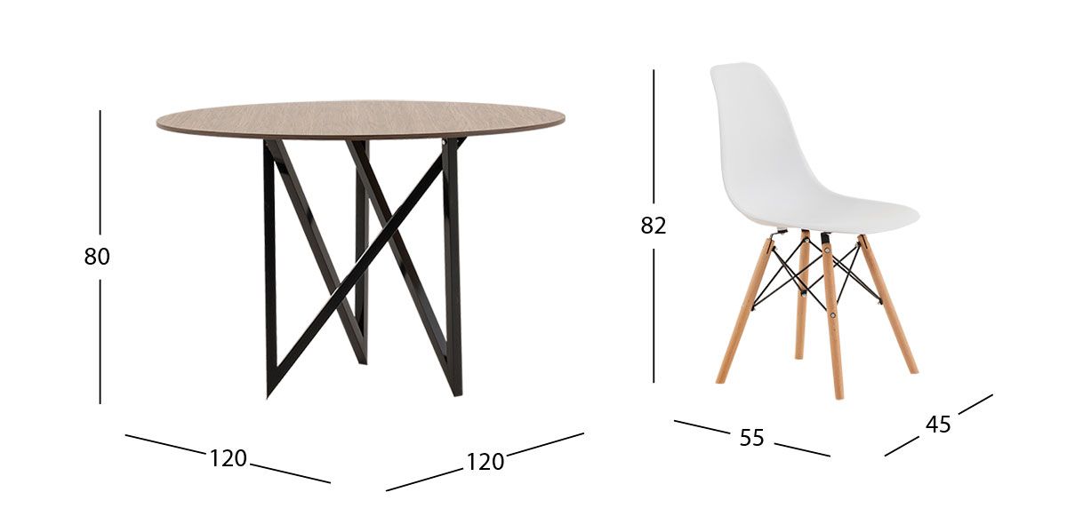 Comedor Redondo Nápoles Parota Con Sillas Atlas Blanco 5 Piezas