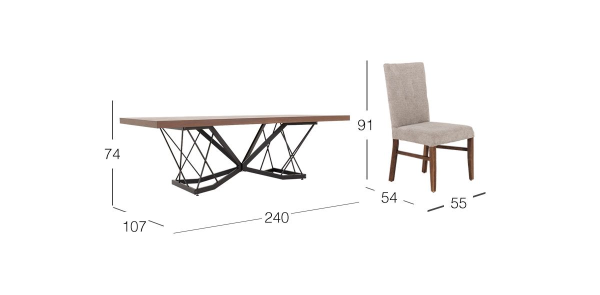 Comedor Rectangular 240 Cm Piastri Con Sillas Versalles Beige 7 Piezas