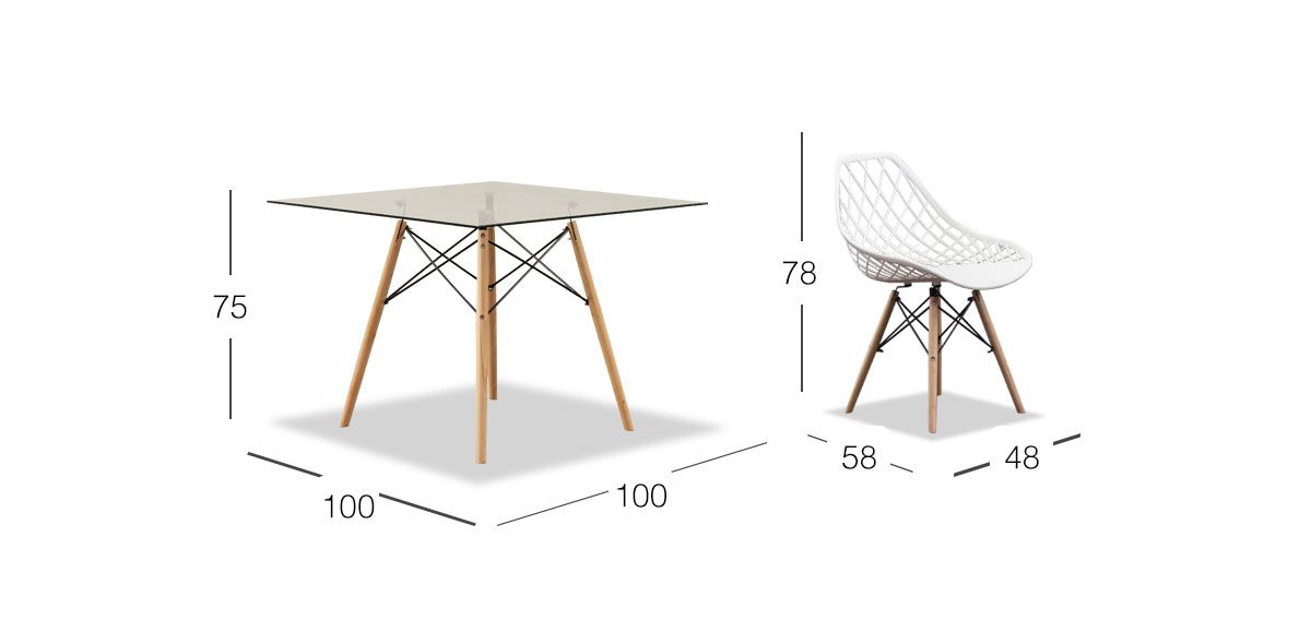 Comedor Cuadrado Atlas Con Sillas Caser Blanco 5 Piezas