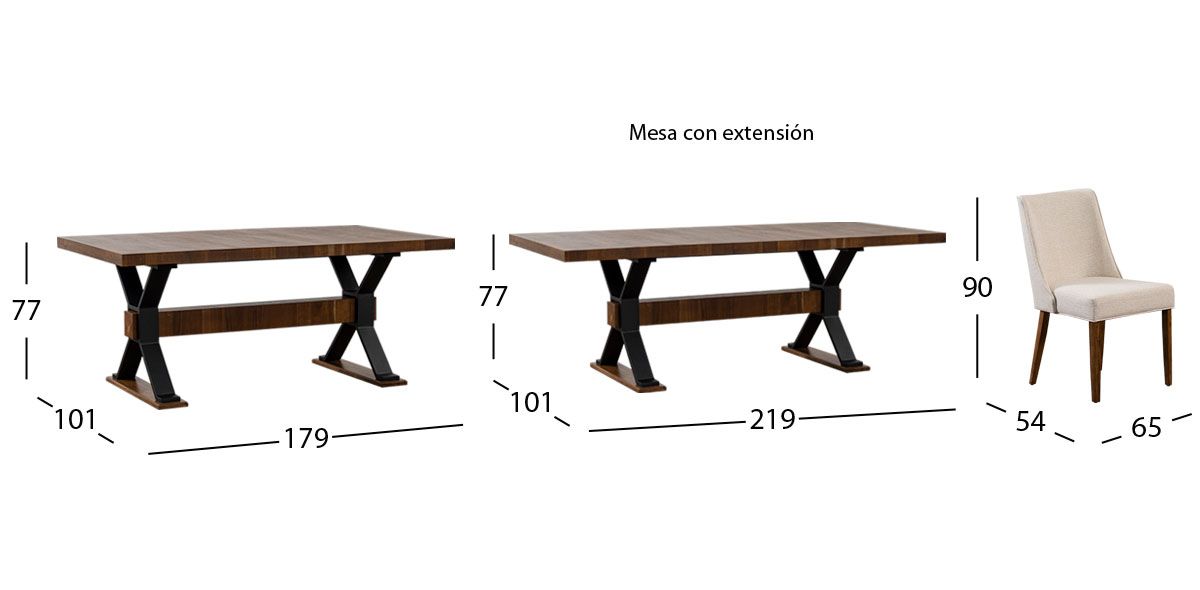 Comedor Con Extensión Toledo Beige 7 Piezas