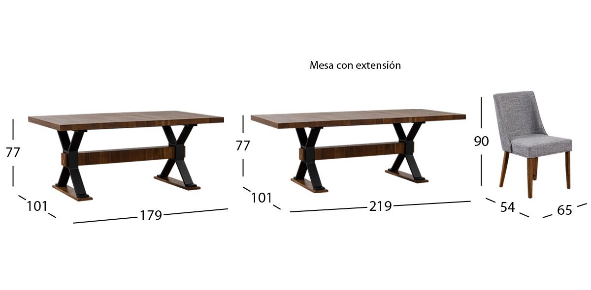 Comedor Con Extensión Toledo Gris 7 Piezas