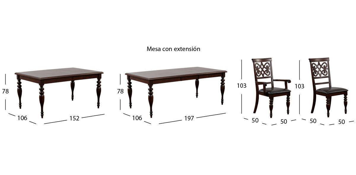 Comedor Con Extensión Varsovia Pl Café 7 Piezas