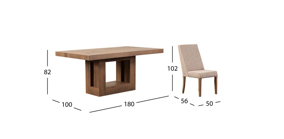 Comedor Rectangular 180 Cm Anka Con Sillas Anka Mix Café 7 Piezas