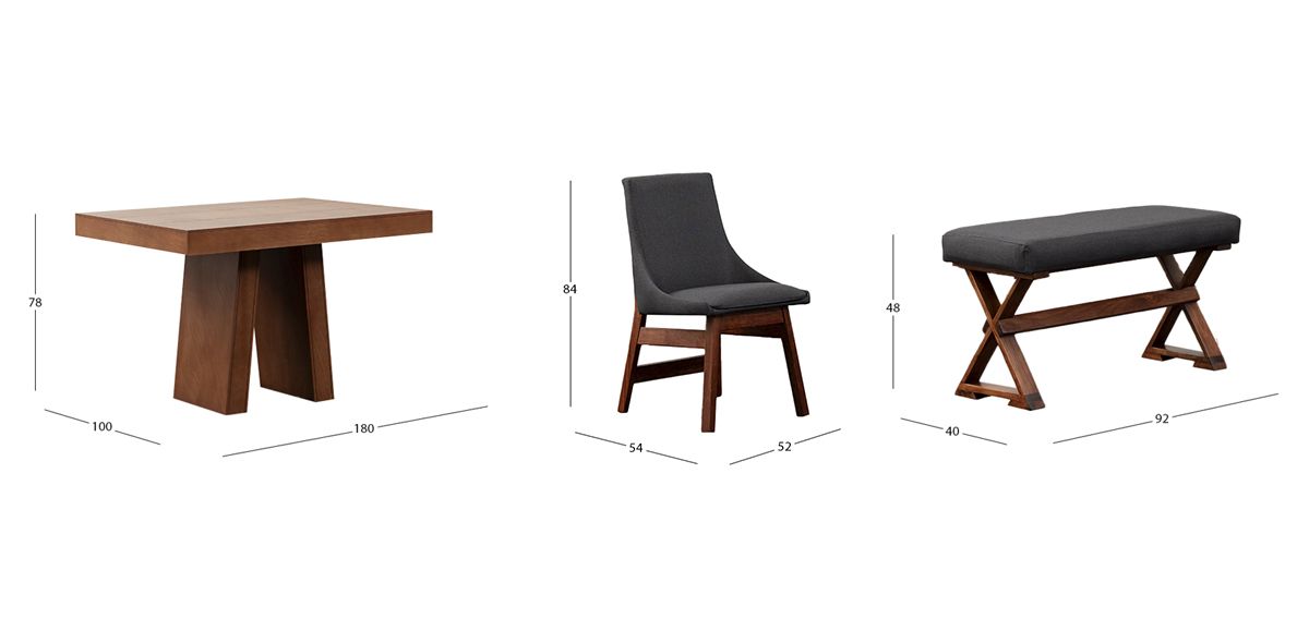 Comedor Odette Con Sillas Y Banca Gris 5 Piezas