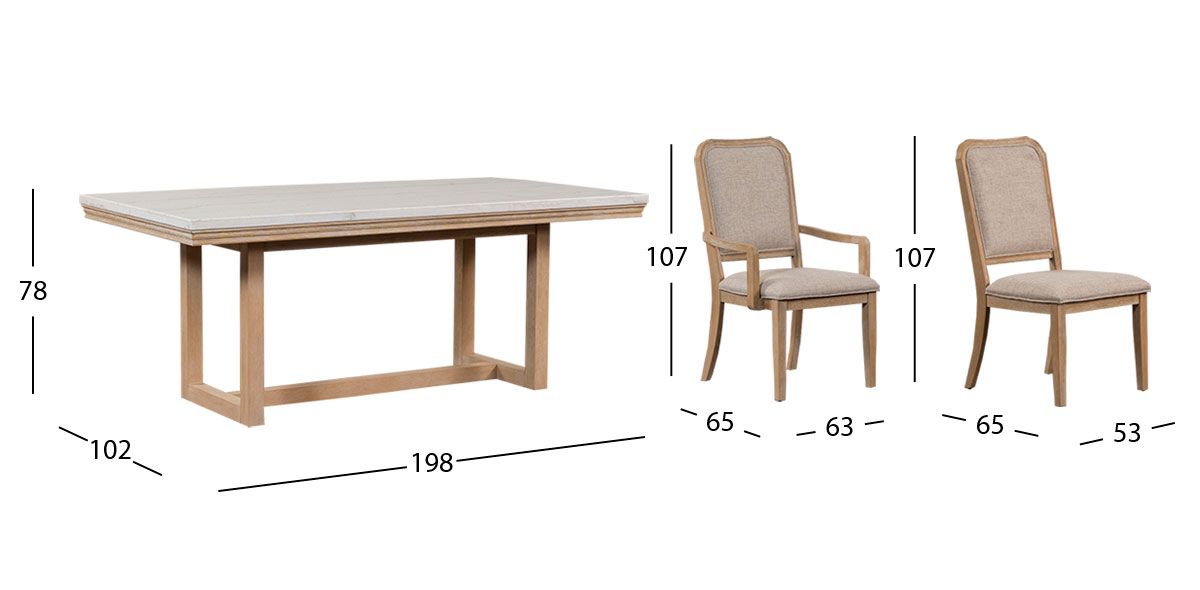 Comedor Rectangular De Mármol Elora CL Beige 7 Piezas