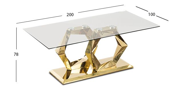 Mesa Comedor 200 x 100 Cm  Rectangular Royal Gold Hexa