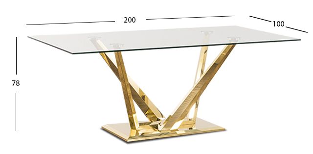 Mesa Comedor 200 x 100 Cm Rectangular Royal Gold LV