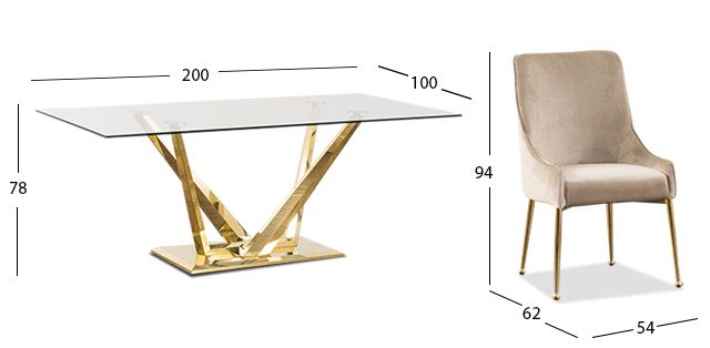 Comedor Royal Gold LV Con Sillas Beige