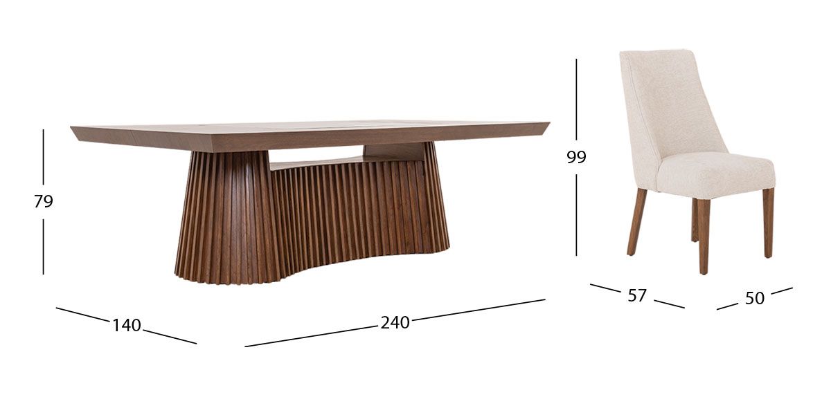 Comedor 240 X 140 Cm Lafsjo Beige 7 Piezas