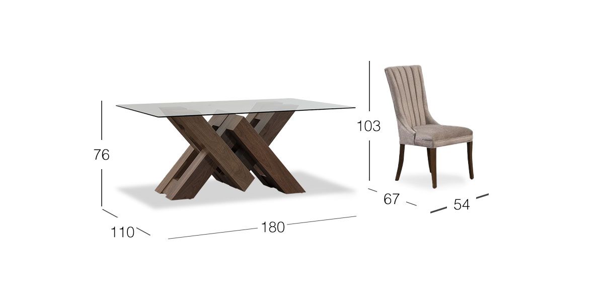 Comedor Rectangular 180 Cm Penthouse Café 7 Piezas