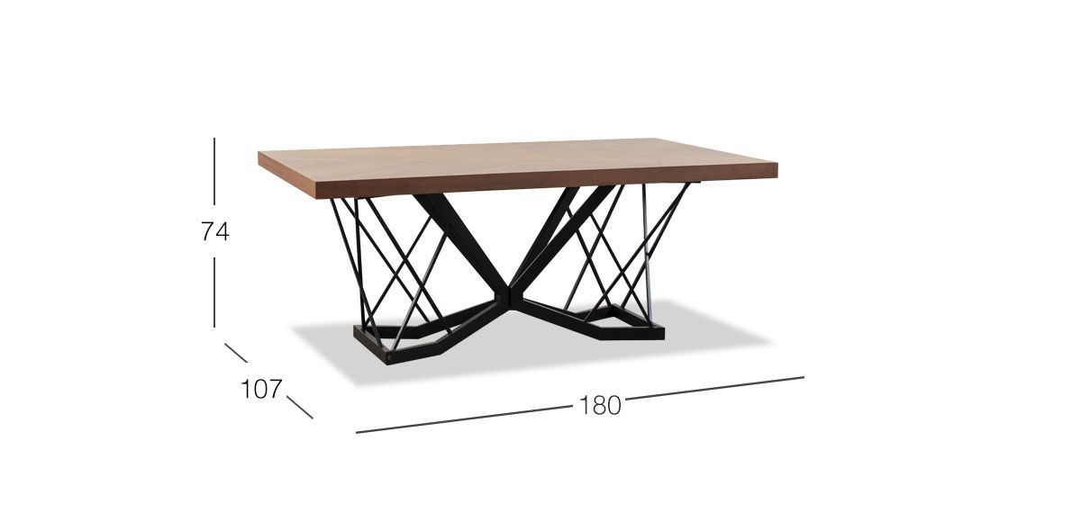 Mesa Comedor Rectangular 180 Cm Piastri Café