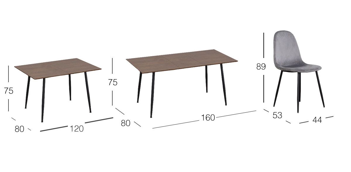 Comedor Con Extensión Camargo Gris 7 Piezas