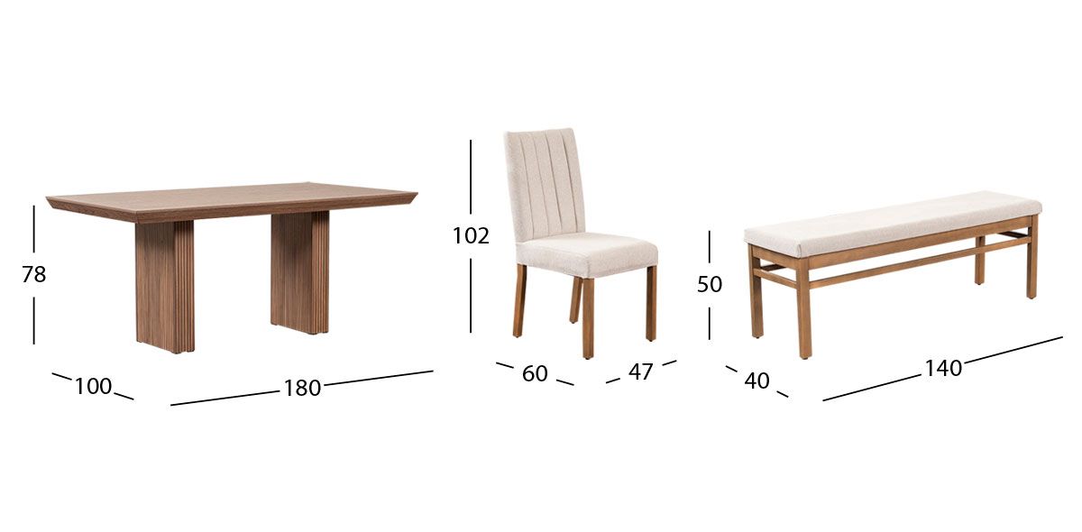 Comedor Rectangular Vanila Beige 6 Piezas