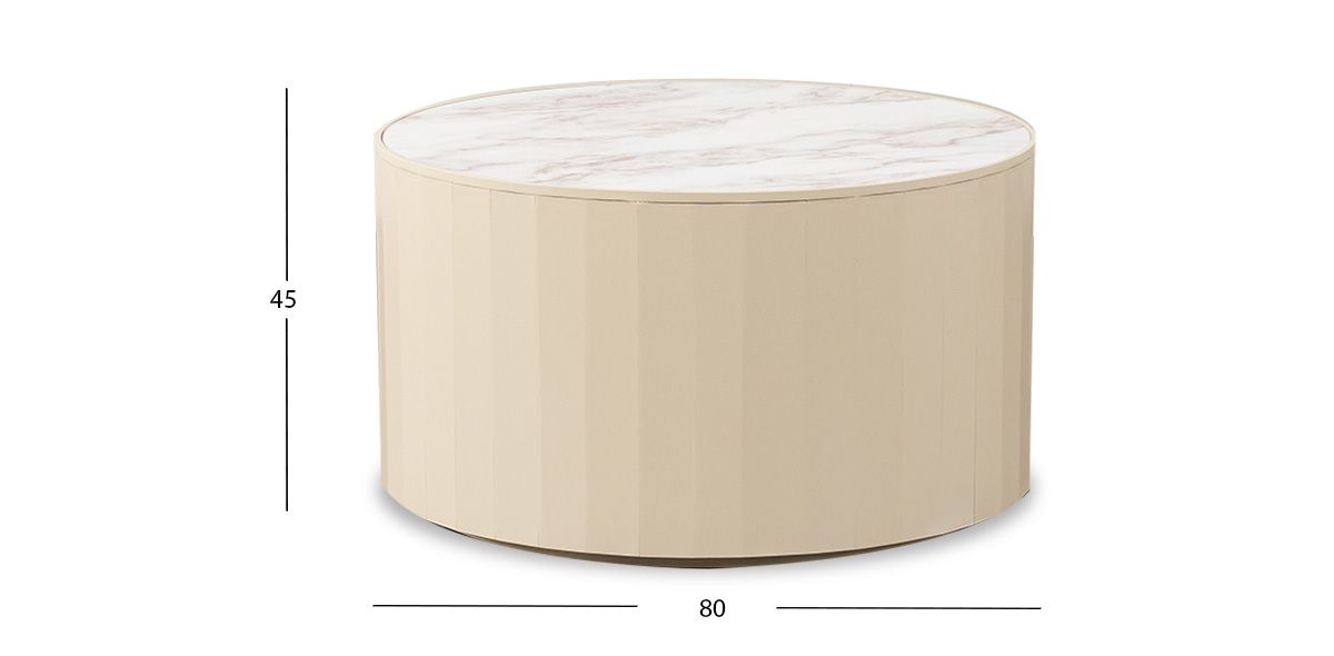 Mesa De Centro Redonda 80 Cm Casa Anahí Claire Beige