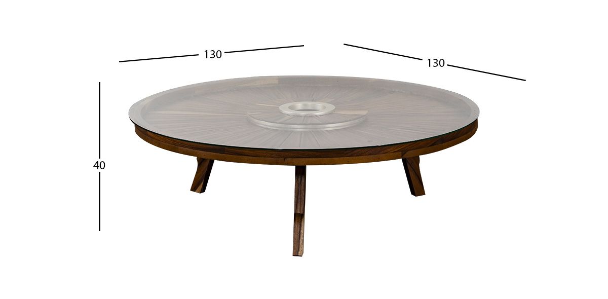 Mesa De Centro Redonda Madera Natural Dinka