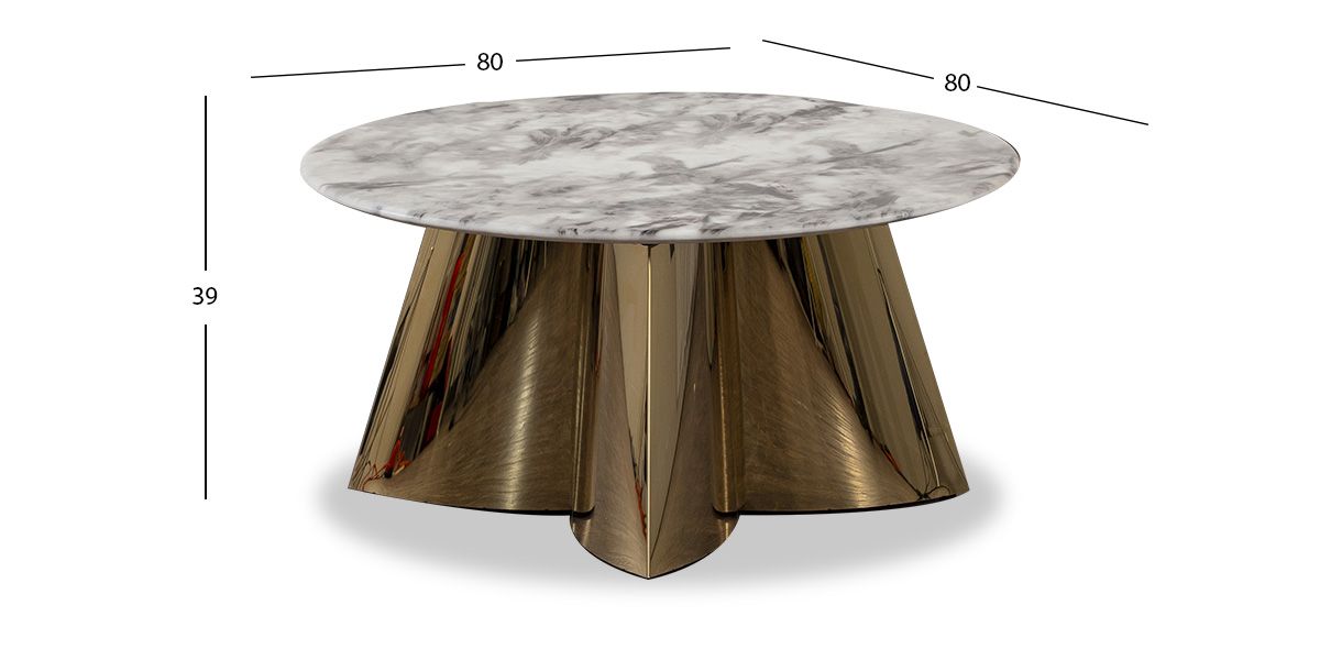 Mesa De Centro Redonda Spring Dorado