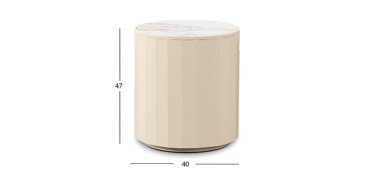 Mesa Lateral Redonda 40 Cm Casa Anahí Claire Beige