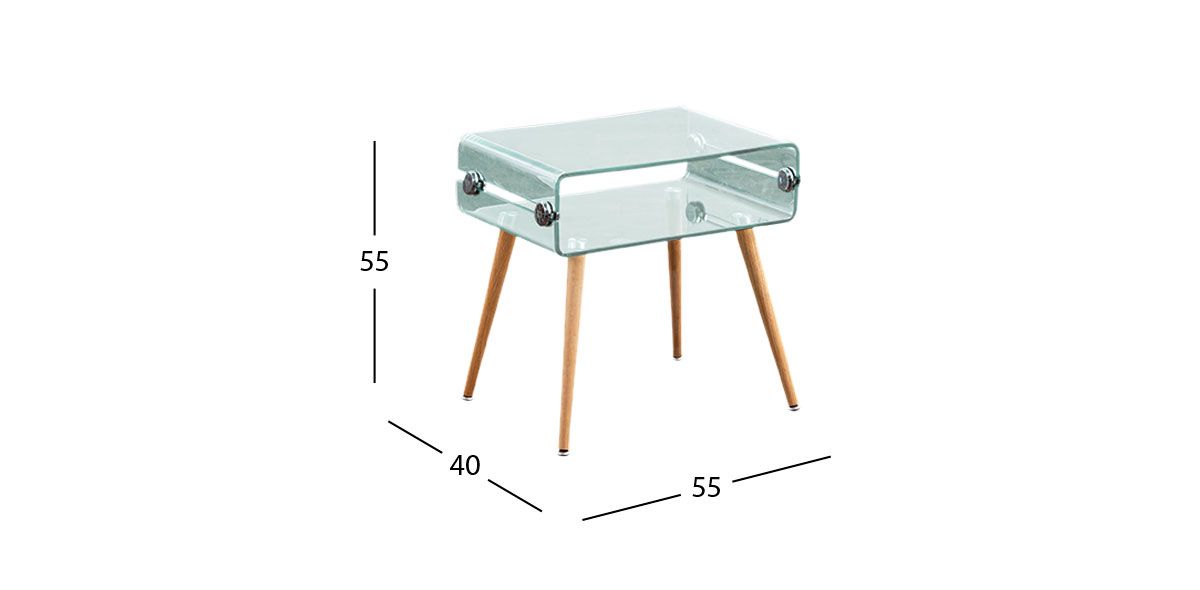 Mesa Lateral Curvo Cuadrada Oviedo Natural