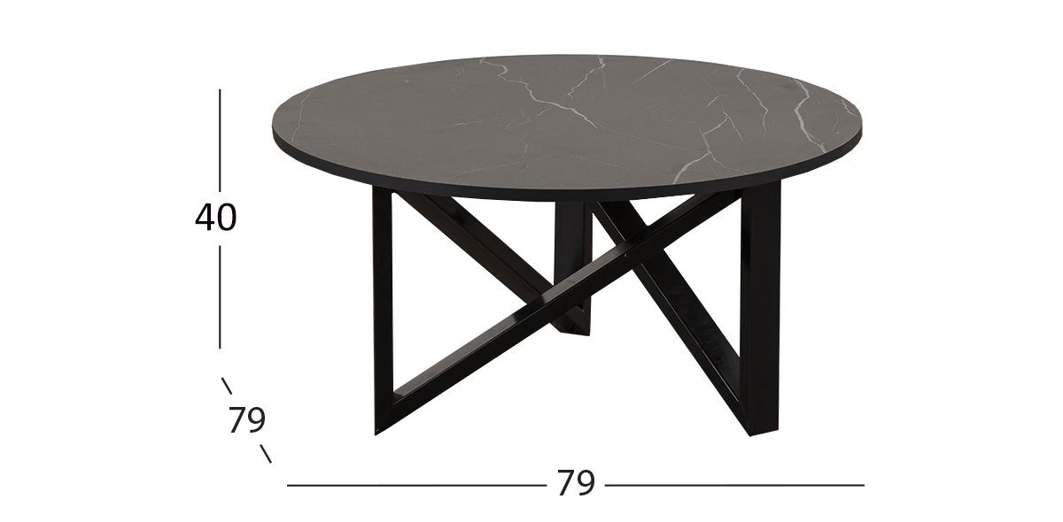 Mesa De Centro Redonda Nápoles Negro