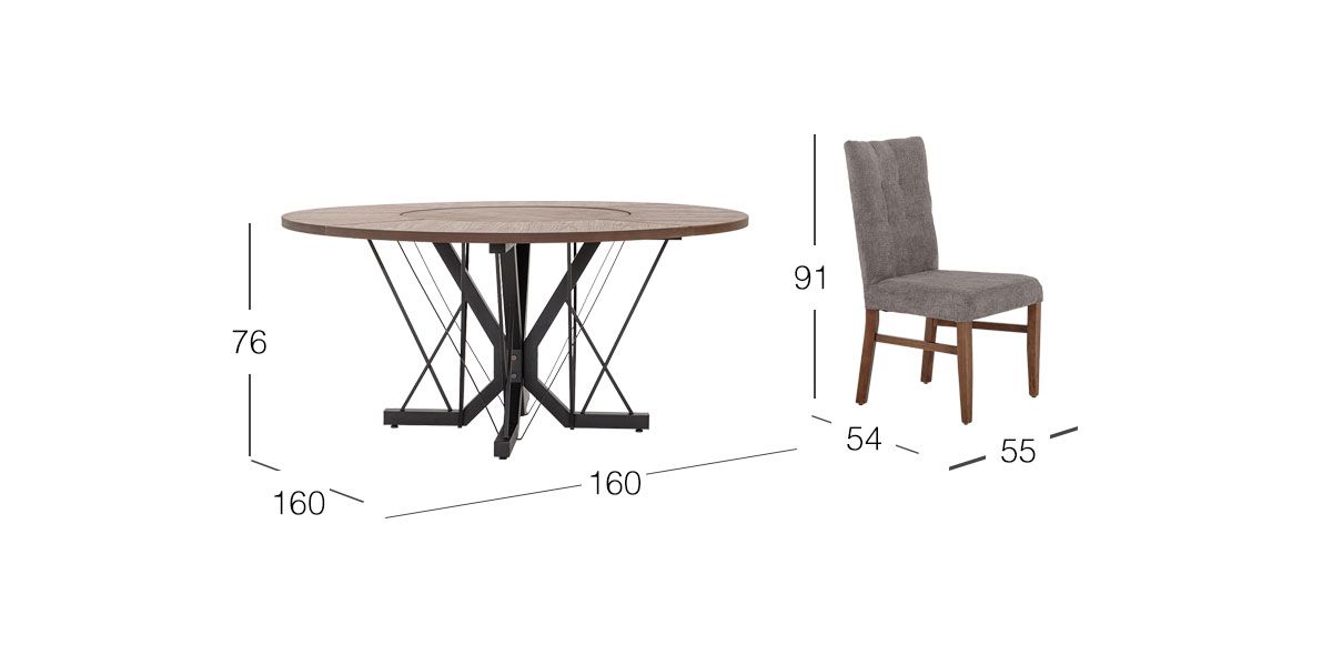 Comedor Redondo Piastri Con Sillas Versalles Gris 7 Piezas