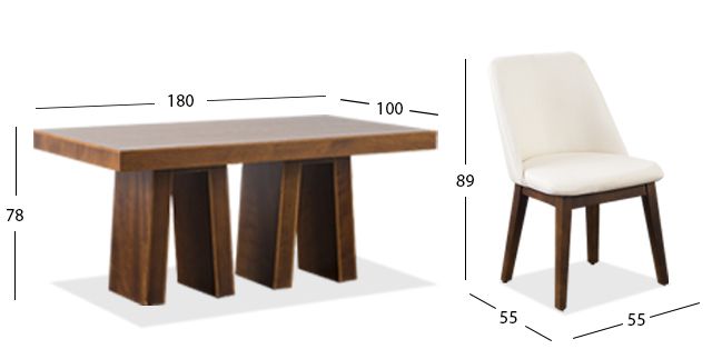 Comedor Odette 180 Cm Con Sillas Olaf PL Arena 7 Piezas