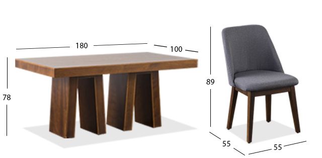 Comedor Odette 180 Cm Con Sillas Olaf PL Gris 7 Piezas