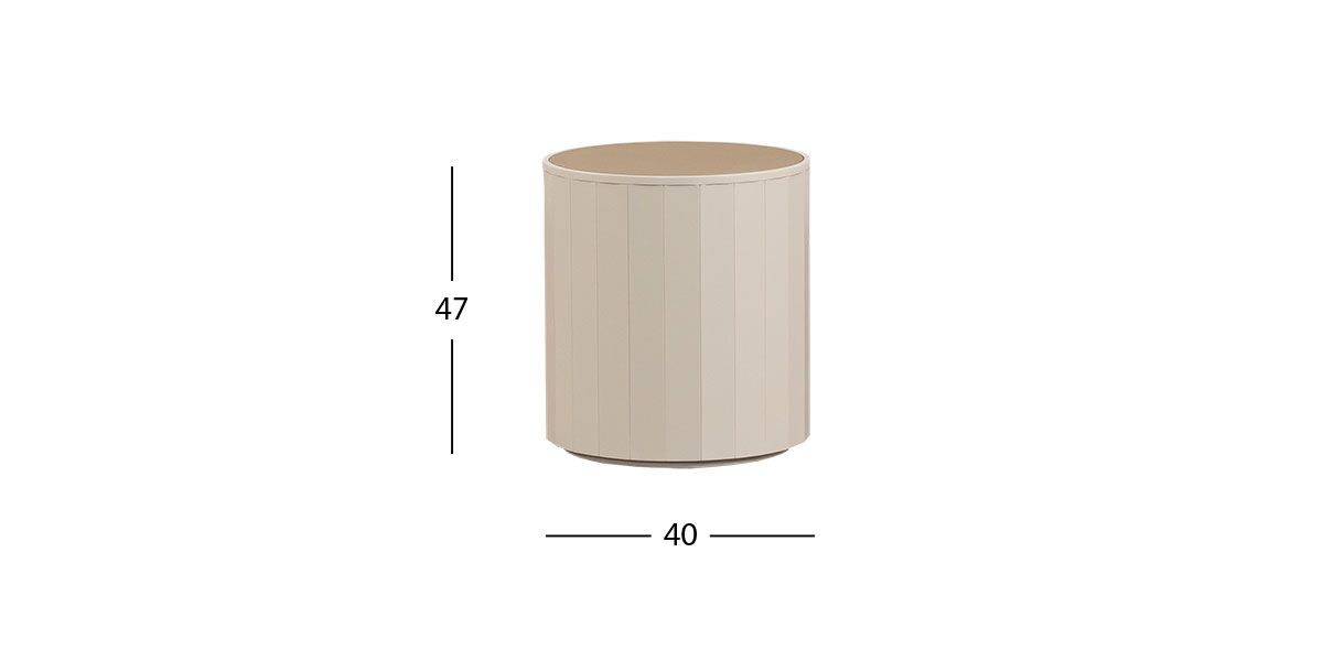 Mesa Lateral Redonda 40 Cm Casa Anahí Claire Beige/Dorado