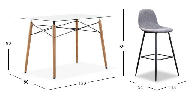 Comedor Bar Rectangular Atlas Con Bancos Arlo Gris 5 Piezas