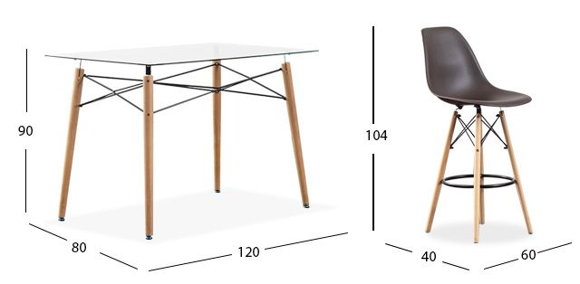Comedor Bar Rectangular Atlas Con Bancos Café 5 Piezas