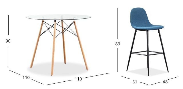 Comedor Bar Redondo Atlas Con Bancos Arlo Azul 5 Piezas