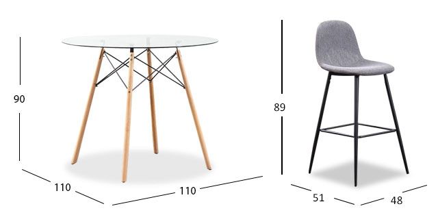 Comedor Bar Redondo Atlas Con Bancos Arlo Gris 5 Piezas